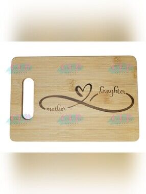Laser Engraved Bamboo Cutting Board w/ Mother Daughter-Infinity Heart Design